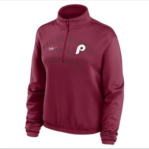 Philadelphia Phillies Nike Women's Rewind Splice Half-Zip Semi-Cropped.